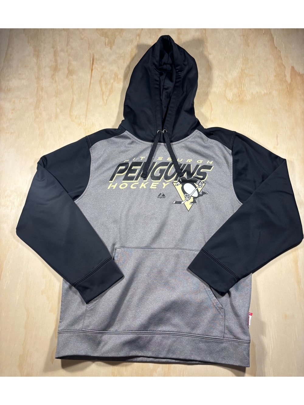 Pittsburgh Penguins Hockey Sweatshirt Hoodie Mens M Gray Majestic Pullover
